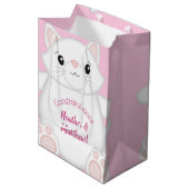 Sac Cadeau Moyen Chat Baby shower Kitty Rose (Devant Angle)