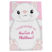 Sac Cadeau Moyen Chat Baby shower Kitty Rose (Devant)