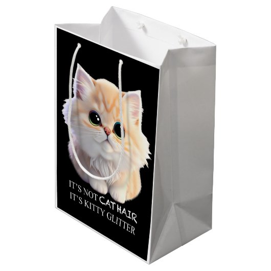Sac Cadeau Moyen Chat chaton blanc et orange moelleux (Dos Angle)