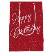 Sac Cadeau Moyen Chat De Gingembre Anniversaire Dans Les Snowflakes (Dos)