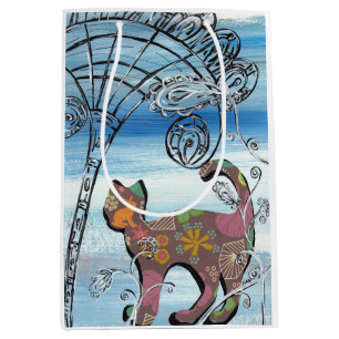 Sac Cadeau Moyen Chat de jardin d'hiver