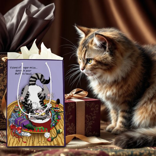 Sac Cadeau Moyen Chat de Noël