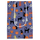 Sac Cadeau Moyen Chat d'Halloween Éffrayant pourpre (Dos)