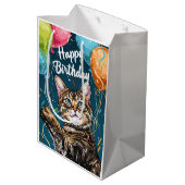 Sac Cadeau Moyen Chat du Bengale avec ballons (Dos Angle)