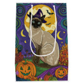 Sac Cadeau Moyen Chat éffrayant Siamese Halloween sorcière et Citro (Dos)
