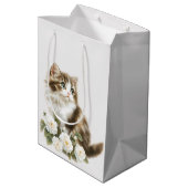 Sac Cadeau Moyen Chat et fleurs heureux désir d'anniversaire (Dos Angle)