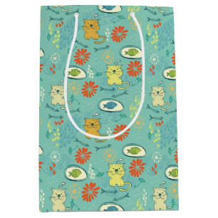 Sac Cadeau Moyen Chat et poisson amusant