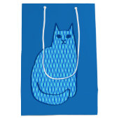 Sac Cadeau Moyen Chat moderne du milieu du siècle, Cobalt et Bleu c (Dos)