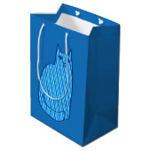 Sac Cadeau Moyen Chat moderne du milieu du siècle, Cobalt et Bleu c (Dos Angle)