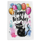 Sac Cadeau Moyen Chat noir avec ballons (Devant)