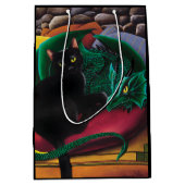 Sac Cadeau Moyen Chat Noir Dragon Vert (Devant)