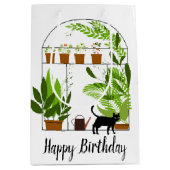 Sac Cadeau Moyen Chat noir en serre Anniversaire (Devant)