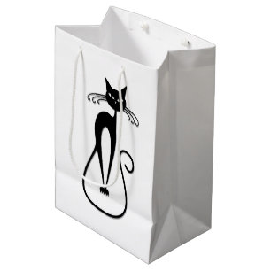 Sac Cadeau Moyen Chat noir maigre fantaisiste