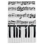 Sac Cadeau Moyen Chat Noir Sur Touches De Piano (Dos)