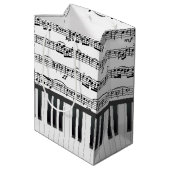 Sac Cadeau Moyen Chat Noir Sur Touches De Piano (Dos Angle)