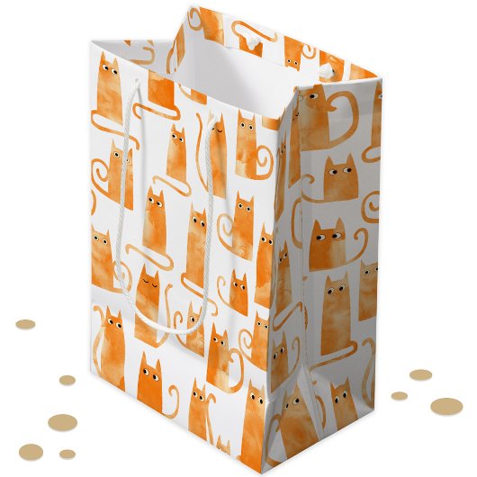 Sac Cadeau Moyen Chat orange amusant