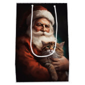 Sac Cadeau Moyen Chat Perse avec Noël Festif du Père Noël (Dos)