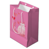 Sac Cadeau Moyen Chat rose (Devant Angle)