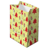 Sac Cadeau Moyen Chat rouge Père Noël Xmas arbre motif transparent (Devant Angle)