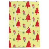 Sac Cadeau Moyen Chat rouge Père Noël Xmas arbre motif transparent (Devant)