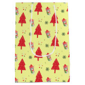 Sac Cadeau Moyen Chat rouge Père Noël Xmas arbre motif transparent (Dos)