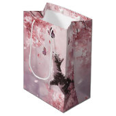 Sac Cadeau Moyen Chat Sakura et Papillons (7) (Devant Angle)