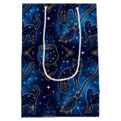 Sac Cadeau Moyen Chat sorcier sarcelle or astrologie (Dos)