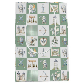 Sac Cadeau Moyen Château fantastique avec dragons et chevaliers béb