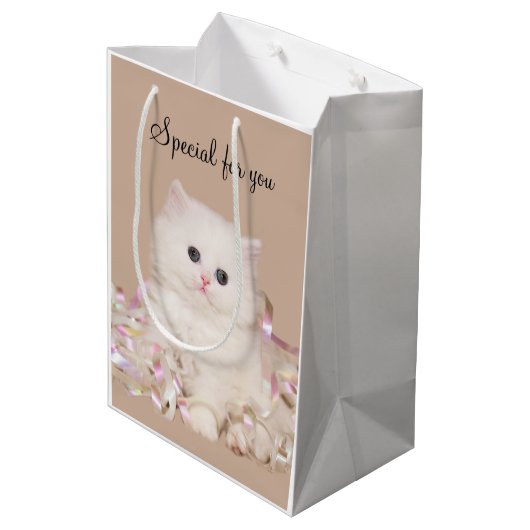 Sac Cadeau Moyen Chaton blanc (Dos Angle)