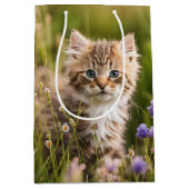 Sac Cadeau Moyen Chaton D'Anniversaire En Fleur sauvage (Devant)