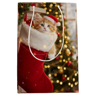 Sac Cadeau Moyen chaton noëls 