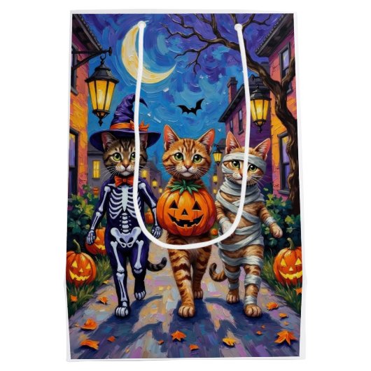 Sac Cadeau Moyen Chats abyssiniens - Trick ou traitement en Hallowe (Dos)
