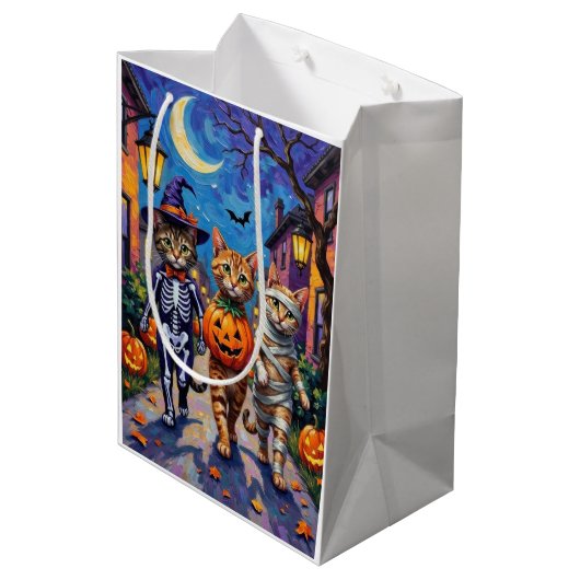 Sac Cadeau Moyen Chats abyssiniens - Trick ou traitement en Hallowe (Dos Angle)