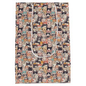 Sac Cadeau Moyen Chats Anime répétant le motif (Dos)