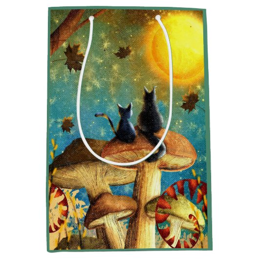 Sac Cadeau Moyen Chats de champignons (Devant)