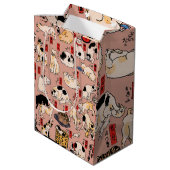 Sac Cadeau Moyen chats japonais Ukiyo-e Funny kitty (Dos Angle)
