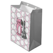 Sac Cadeau Moyen Chats Kitty Roses et Grey Cute Cute (Devant Angle)