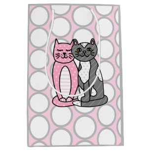 Sac Cadeau Moyen Chats Kitty Roses et Grey Cute Cute