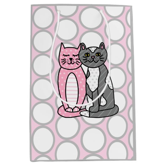 Sac Cadeau Moyen Chats Kitty Roses et Grey Cute Cute (Devant)