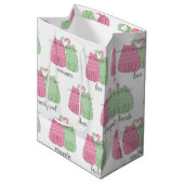 Sac Cadeau Moyen Chats Mariages roses et verts (Devant Angle)