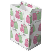 Sac Cadeau Moyen Chats Mariages roses et verts (Dos Angle)