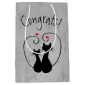 Sac Cadeau Moyen Chats noirs aux coeurs (Devant)