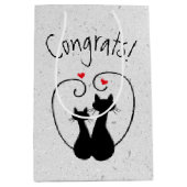 Sac Cadeau Moyen Chats noirs aux Coeurs rouges (Devant)