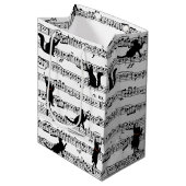 Sac Cadeau Moyen Chats noirs sur partition   (Devant Angle)