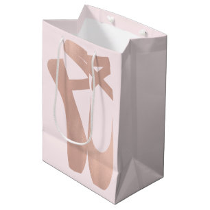 Sac Cadeau Moyen Chaussons de ballet roses danseuse rose gold party