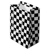 Sac Cadeau Moyen Checkerboard pattern black and white (Dos Angle)