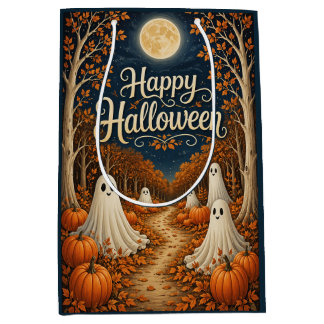 Sac Cadeau Moyen Chemin de citrouilles éclairé par la lune Hallowee