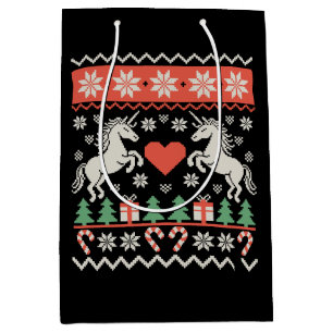 Sac Cadeau Moyen Chemise de Noël démodée Licorne Xmas Saison des Fê