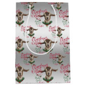 Sac Cadeau Moyen CHÈQUE | Souhaits de Noël Bébé Chèvre Baisers Basc (Devant)