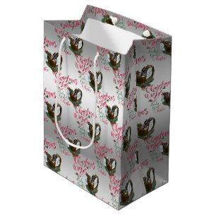 Sac Cadeau Moyen CHÈQUE voeux de Noël Bébé Chèvre Baisers Nubiens